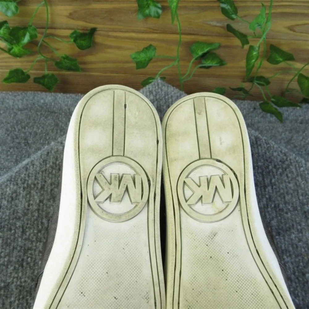 MICHAEL KORS Keaton Women's Logo Print Coated Canvas Slip On Sneakers Brown US 9